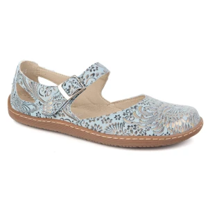 Olivier Damskie buty barefoot ze skóry naturalnej z printem 1284 błękitne niebieskie