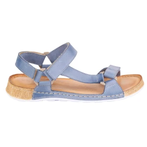 Olivier Sandały damskie barefoot-friendly Kallia skórzane niebieskie
