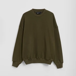 Oliwkowa bluza crewneck z grubej dzianiny heavy weight House