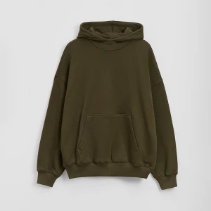 Oliwkowa bluza oversize cropped z grubej dzianiny heavy weight House khaki