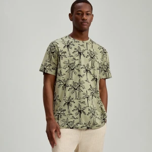 Oliwkowa koszulka z nadrukiem palm all over House