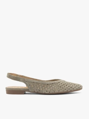 Oliwkowe czółenka wsuwane z odkrytą piętą Ryłko