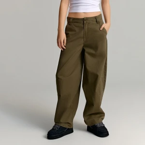 Oliwkowe spodnie baggy z zaszewkami House