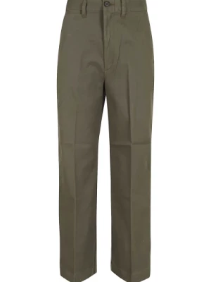 Oliwkowe Spodnie Cropped Flat Front Polo Ralph Lauren
