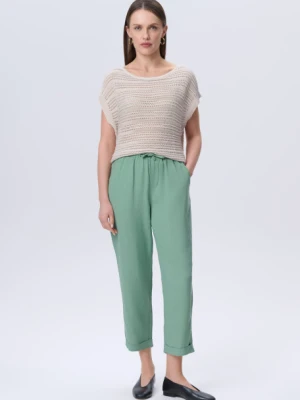 Oliwkowe spodnie z nogawką o długości 7/8 Greenpoint