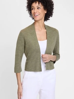 Oliwkowy bawełniano-wiskozowy sweter damski Eva z wiązaniem w talii – Voyage Tropical Olsen