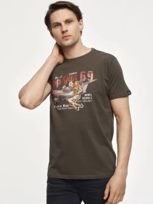 Oliwkowy T-shirt męski Top Gun OCHNIK S.A.