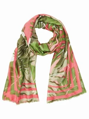 Oliwkowy wiskozowy szal damski z roślinnym wzorem – Voyage Tropical Olsen