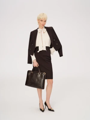 Ołówkowa spódnica w kolorze czekoladowego brązu TARANKO