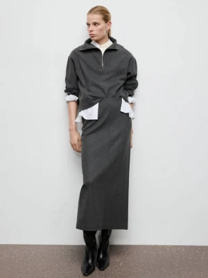 Ołówkowa spódnica z rozcięciem ciemnoszary - Kobieta - - MANGO