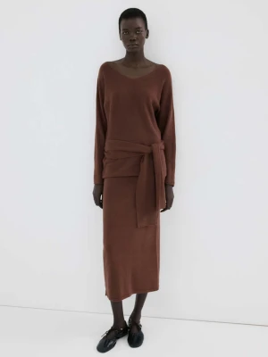 Ołówkowa spódnica z rozcięciem czekoladowy - Kobieta - - MANGO