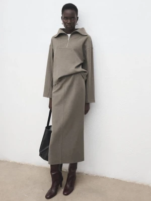 OÅ‚Ã³wkowa spÃ³dnica z rozciÄ™ciem Å›redni brÄ…zowy - Kobieta - - MANGO