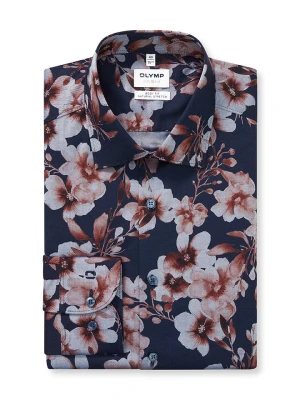 OLYMP Koszula "Level 5" - Body fit - w kolorze jasnoróżowo-granatowym rozmiar: 45