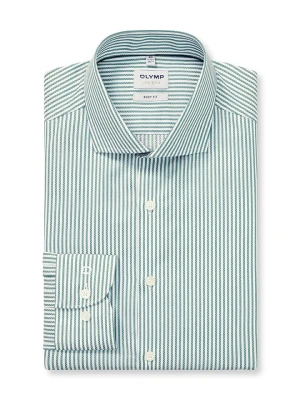 OLYMP Koszula "Level 5" - Body fit - w kolorze zielono-białym rozmiar: 41