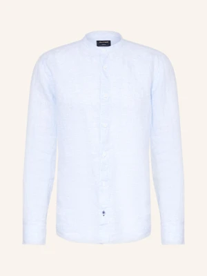 Olymp Koszula Z Lnu Casual Regular Fit Ze Stójką blau