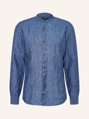 Olymp Koszula Z Lnu Casual Regular Fit Ze Stójką blau