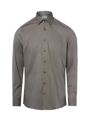 Olymp Level Five Koszula łatwa w prasowaniu Mężczyźni Slim Fit Bawełna brązowy