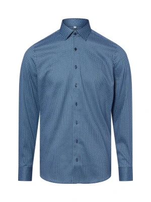 Olymp Level Five Koszula łatwa w prasowaniu Mężczyźni Slim Fit Bawełna niebieski