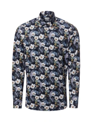 Olymp Level Five Koszula łatwa w prasowaniu Mężczyźni Slim Fit Bawełna niebieski|wielokolorowy