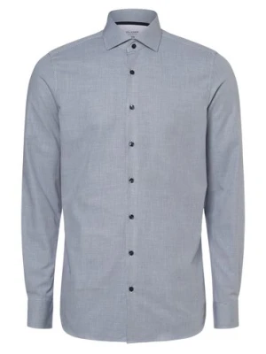 Olymp Level Five Koszula męska łatwa w prasowaniu Mężczyźni Slim Fit niebieski wzorzysty,