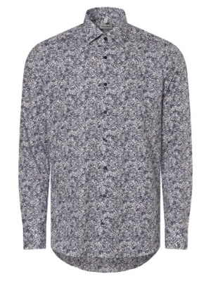 Olymp Level Five Koszula męska Mężczyźni Slim Fit Bawełna niebieski wzorzysty,