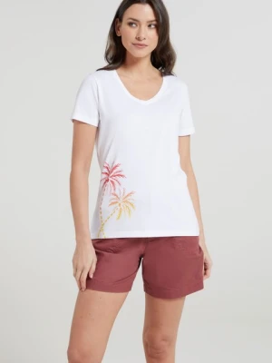 Ombre Palm Trees damska koszulka z dekoltem w szpic - White Mountain Warehouse