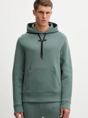 On bluza treningowa Focus Tech męska kolor zielony z kapturem gładka 1MF30290153