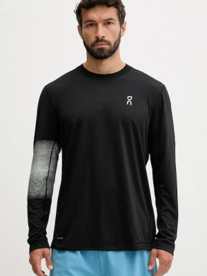 ON running longsleeve treningowy kolor czarny z nadrukiem 1MF30510553