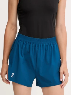 ON running szorty do biegania damskie kolor granatowy gładkie high waist 1WF10333536