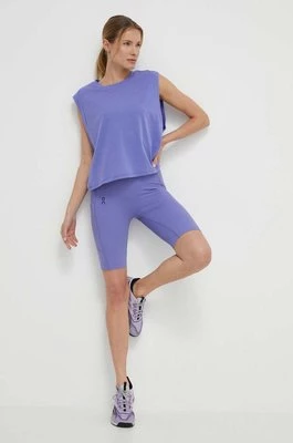 ON Running szorty sportowe Movement damskie kolor fioletowy gładkie high waist