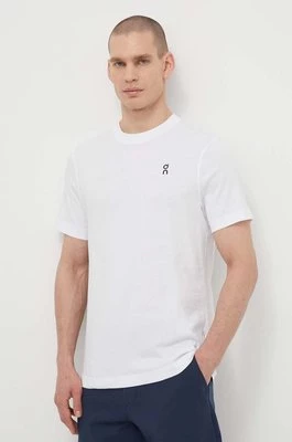 On-running t-shirt bawełniany męski kolor biały gładki