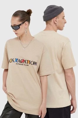 On Vacation t-shirt bawełniany kolor beżowy z aplikacją