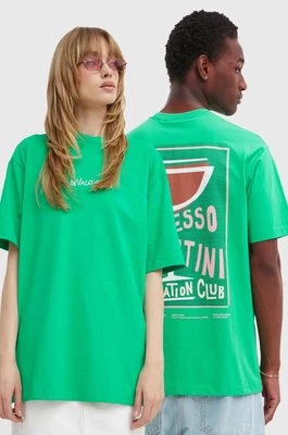 On Vacation t-shirt bawełniany kolor zielony z nadrukiem OVC T144