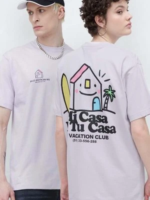 On Vacation t-shirt bawełniany Mi Casa kolor fioletowy z nadrukiem OVC T149