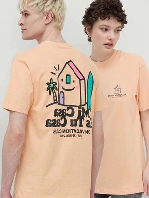 On Vacation t-shirt bawełniany Mi Casa kolor pomarańczowy z nadrukiem OVC T149