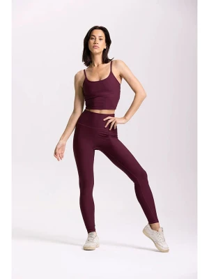 Zdjęcie produktu Onamaste Legginsy sportowe "Lotus" w kolorze bordowym rozmiar: L/XL