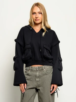 One Teaspoon Bluza 2w1 Puff Power | Cropped Fit czarny