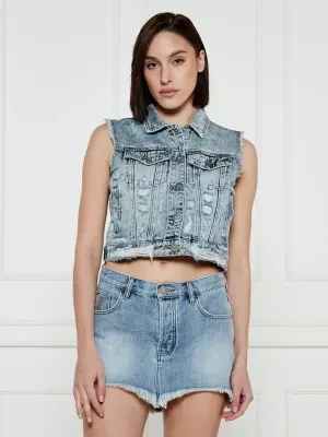 One Teaspoon Jeansowa kamizelka Acid Blue | Cropped Fit