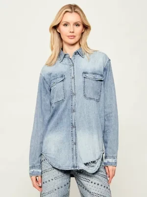 One Teaspoon Jeansowa koszula 25TH BIRTHDAY EVERYDAY | Oversize fit