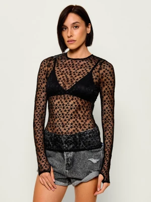 One Teaspoon Koronkowa bluzka Black magic star | Slim Fit