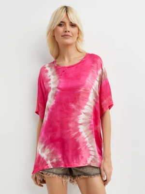 One Teaspoon Różowa koszulka Tie dye