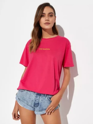 One Teaspoon Różowy t-shirt Pink Glo