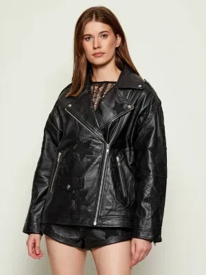 One Teaspoon Skórzana ramoneska BIKER BOYFRIEND | Oversize fit