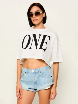 One Teaspoon T-shirt One Logo Boxy Crop | Cropped Fit biały
