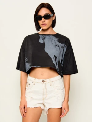 One Teaspoon T-shirt Wild Horses | Cropped Fit czarny