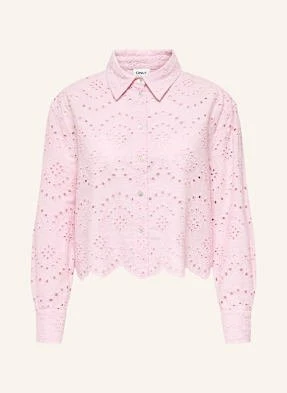 Only Bluza Koszulowa Z Dziurkowanej Koronki pink