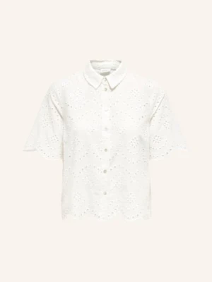 Only Bluzka Z Koronki Ażurowanej weiss