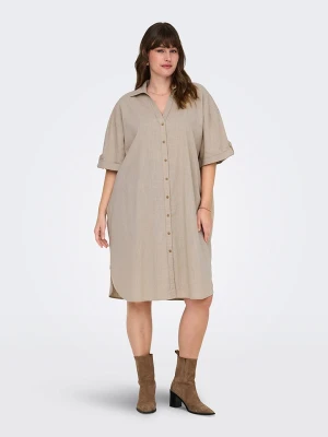 ONLY Carmakoma Sukienka "Coco" w kolorze beżowym rozmiar: 42
