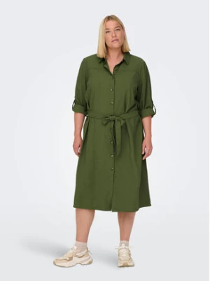 ONLY Carmakoma Sukienka koszulowa 15285282 Zielony Regular Fit