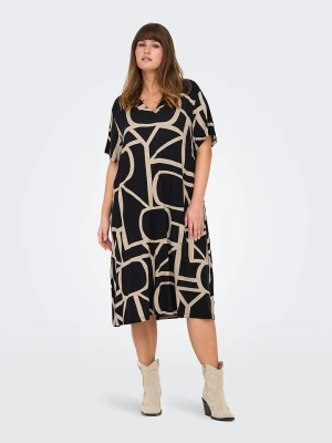 ONLY Carmakoma Sukienka w kolorze czarno-beżowym rozmiar: S-42/44